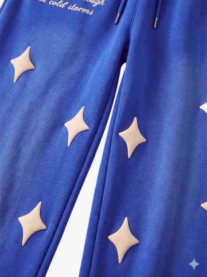 Spray Paint Star Print Distressed Sweatpants; Royal Blue / M, Royal Blue / L, Royal Blue / XL, Royal Blue / 2XL