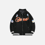 Heavy Motorcycle Suede Letter Embroidery Varcity Jacket