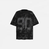 Front view of the black Vintage Graphic Printed Grunge T-Shirt in a gray background