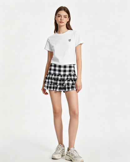 Tiered Plaid Skort