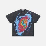 Retro Hip Hop Letter Print Short Sleeve Cotton T-Shirt