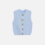 Comfortable Gold Button Sleeveless Knit Cardigan