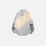 Casual Spring Fake Two Piece Polo Sweatshirt
