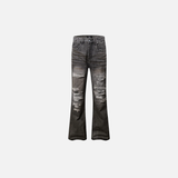 Men Scratch Distressed Ripped Straight Leg Jeans