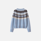 Thick Vintage Jacquard O-Neck Zipper Cardigan