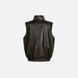 Retro Rivets Stand Collar Motorcycle Leather Vest