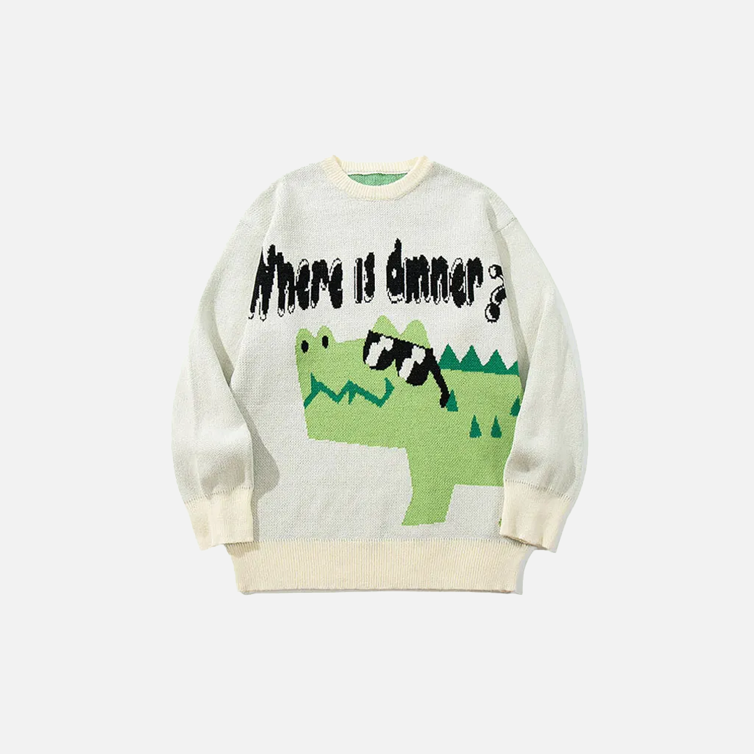 Cozy Oversized Knitted Crocodile Sweater