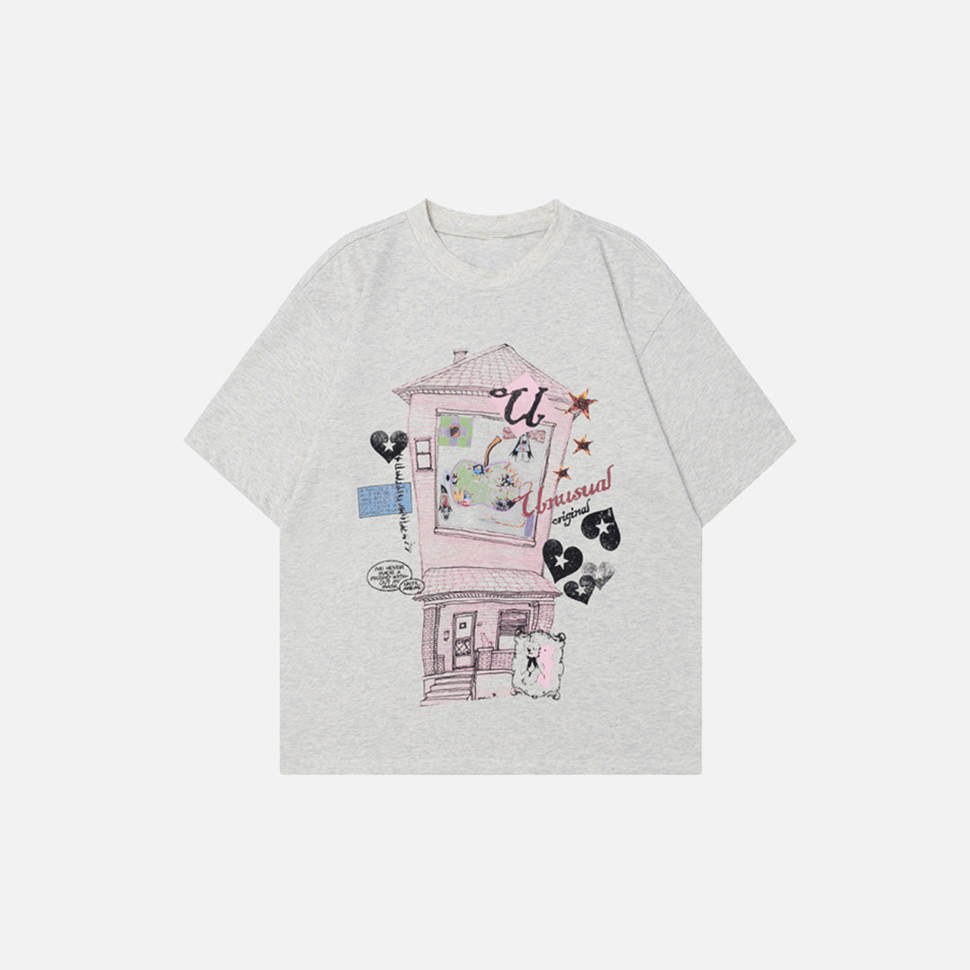 Cool Cartoon Print Short Sleeve T-Shirt