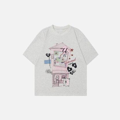 Cool Cartoon Print Short Sleeve T-Shirt