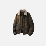 Thick Warm Leopard Print Fleece Fur Collar Jacket