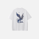 Summer Phoenix Embroidery Casual O-Neck Cotton T-Shirt