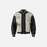 Streetwear High Street Patchwork Leather Varsity Jacket
