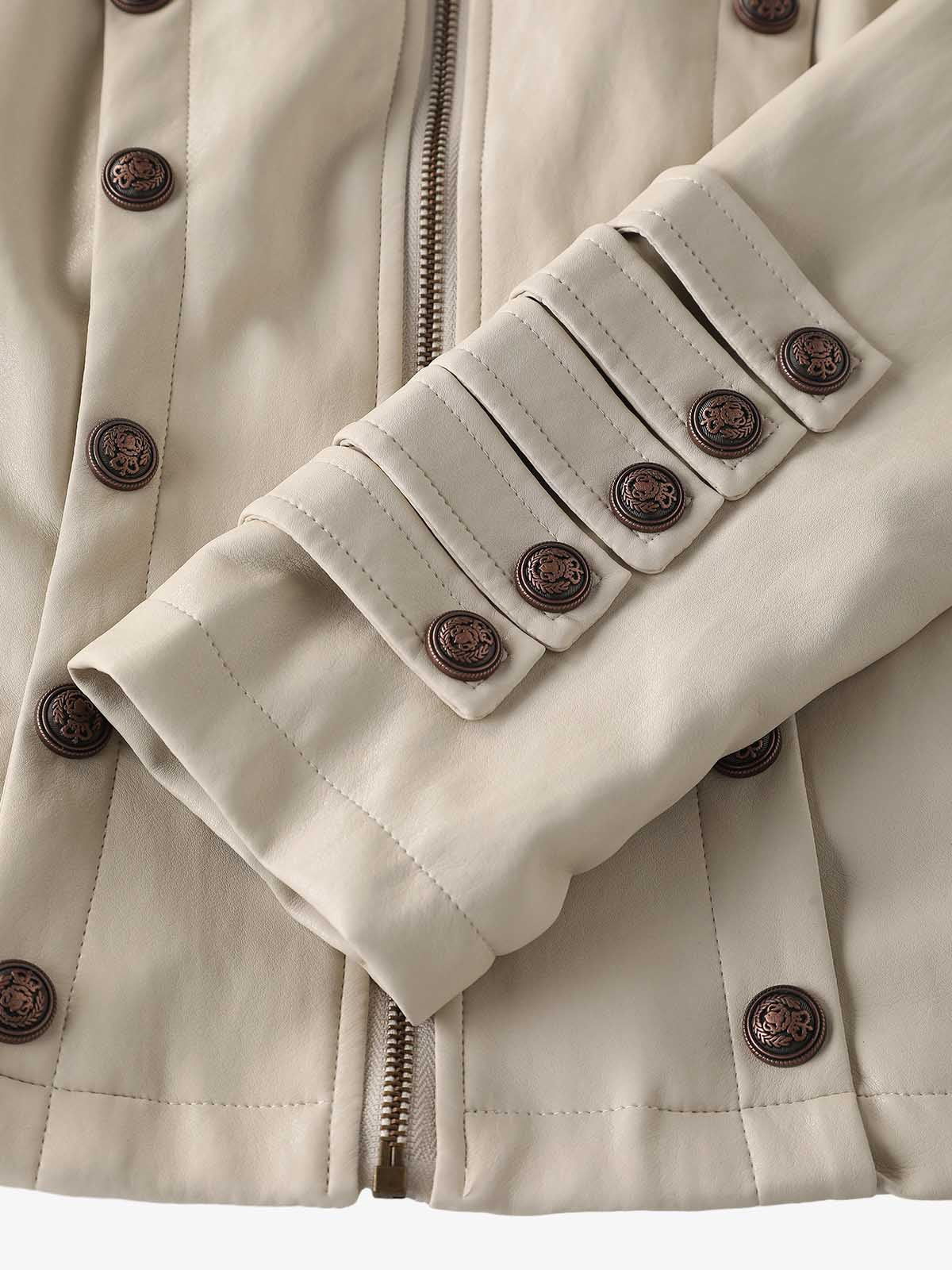 Napoleon Faux Leather Jacket; Apricot / S, Apricot / M, Apricot / L