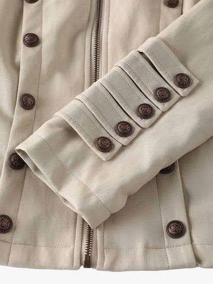 Napoleon Faux Leather Jacket; Apricot / S, Apricot / M, Apricot / L
