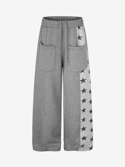 Star Patchwork Graphic Drawstring Sweatpants