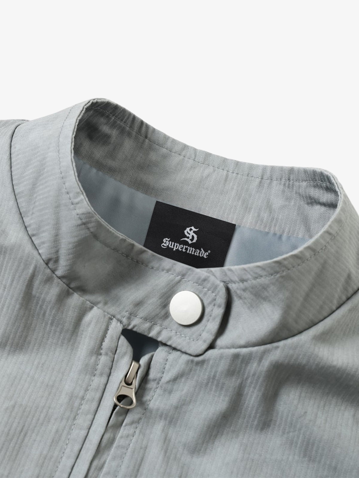 Retro Patchwork Stand Collar Work Jacket; Gray-Green / S, Gray-Green / M, Gray-Green / L, Gray-Green / XL