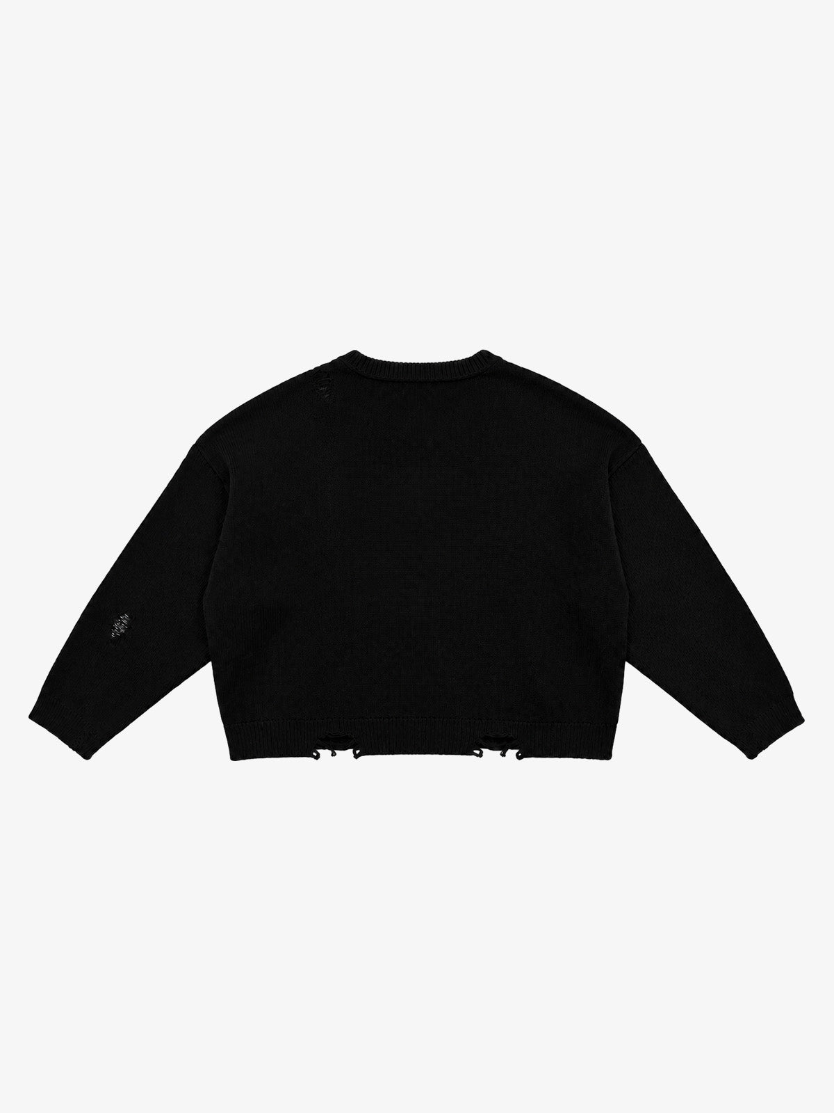 Glitch Girl Graphic Distressed Cropped Boxy Sweater; Black / S, Black / M, Black / L, Black / XL, Black / 2XL