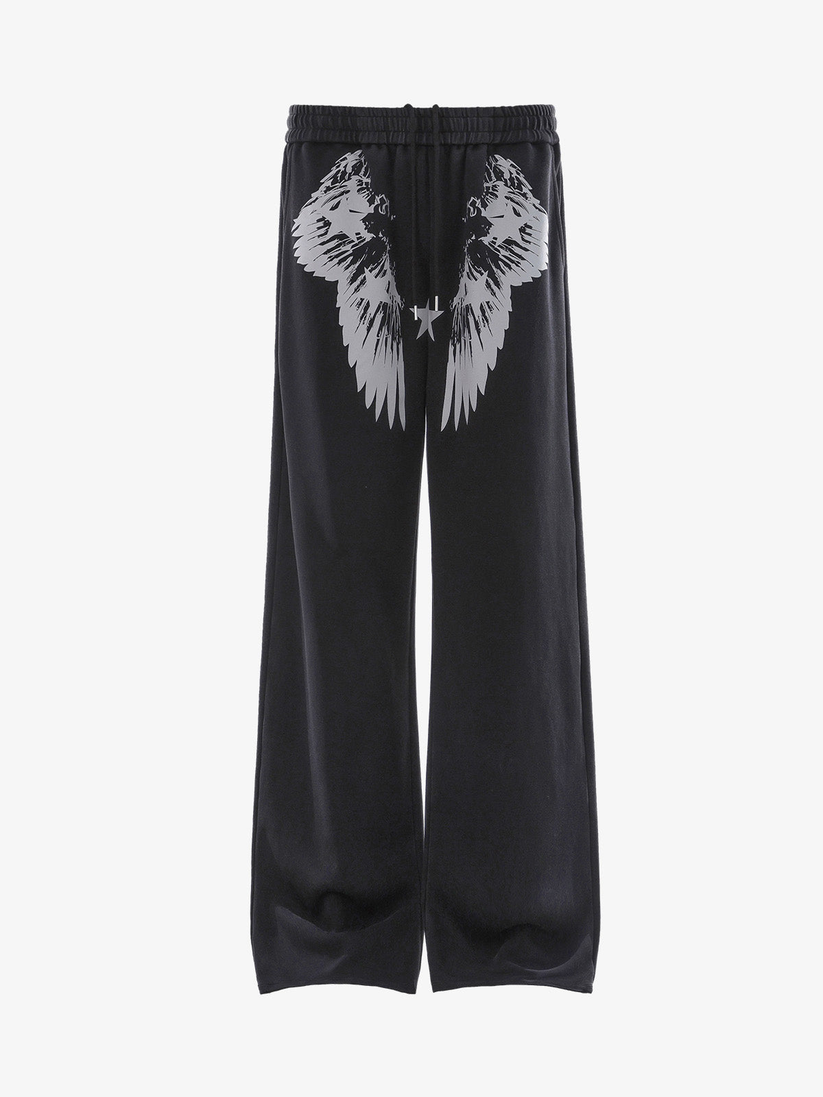 Wing Star Graphic Draped Jazz Pants; Black / S, Black / M, Black / L, Black / XL, Black / 2XL