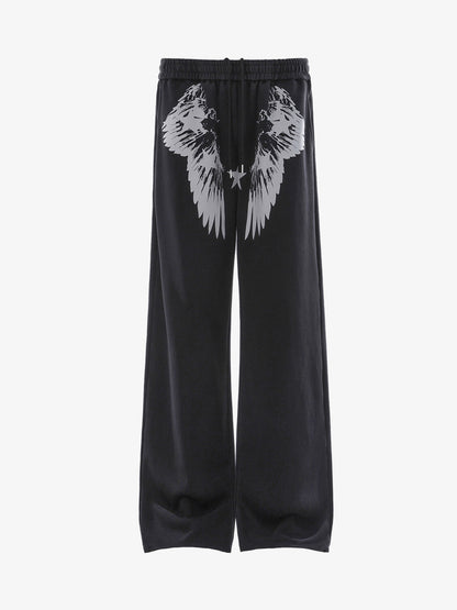 Wing Star Graphic Draped Jazz Pants; Black / S, Black / M, Black / L, Black / XL, Black / 2XL