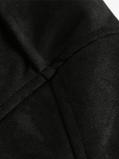Suede Leopard-Trimmed Paneled Bomber Jacket; Black / S, Black / M, Black / L, Black / XL