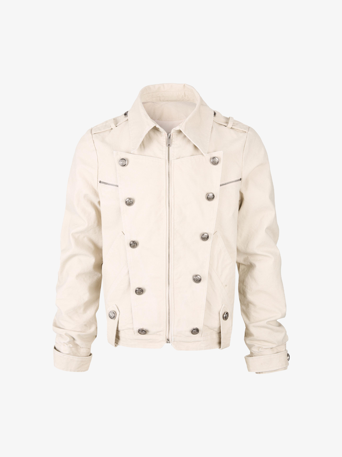 Detachable Striped-Hood Crop Jacket; Apricot / M, Apricot / L, Apricot / XL, Apricot / 2XL