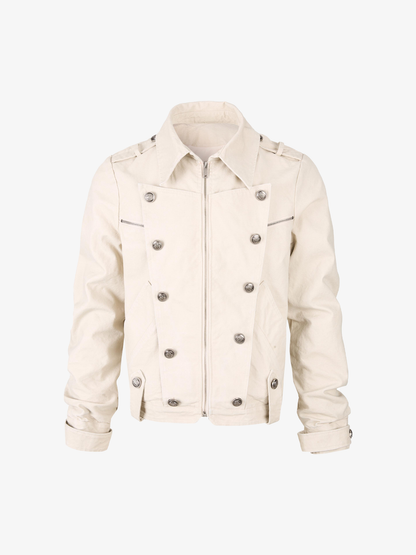 Detachable Striped-Hood Crop Jacket; Apricot / M, Apricot / L, Apricot / XL, Apricot / 2XL