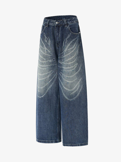 All-Over Rhinestone Embellished Jeans; Blue / S, Blue / M, Blue / L, Blue / XL, Blue / 2XL