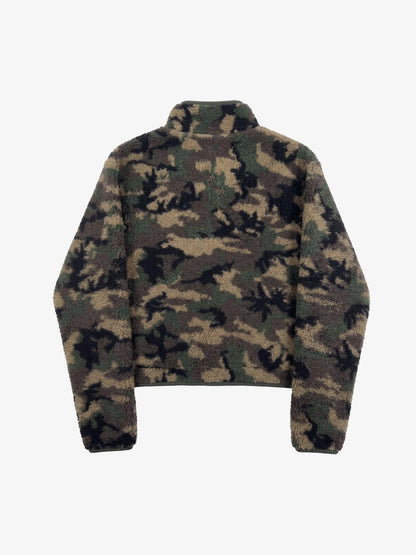 Letter Embroidered Camo Fleece Pullover Jacket; Forest Camouflage / S, Forest Camouflage / M, Forest Camouflage / L, Forest Camouflage / XL, Forest Camouflage / 2XL