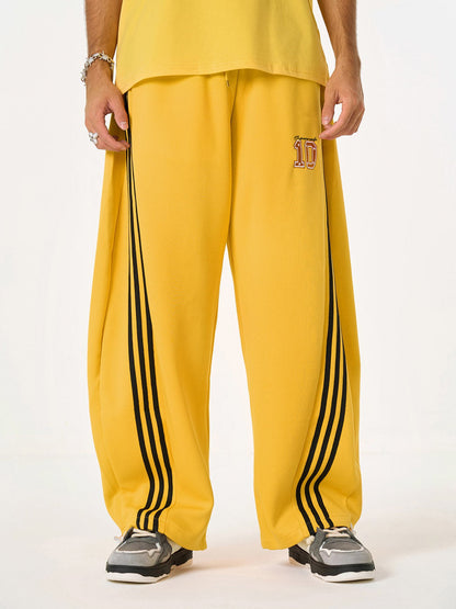 Fleece Vintage Side Stripe Drape Paratrooper Machete Wide Leg Pants - 2488; Yellow / S, Yellow / M, Yellow / L, Yellow / XL, Yellow / 2XL, Yellow / 3XL