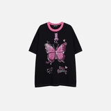 Women Butterfly Print Hip Hop Funny Polyester T-Shirt