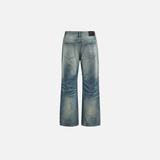 Flexible Streetweear Faded Gradient Denim Flare Jeans
