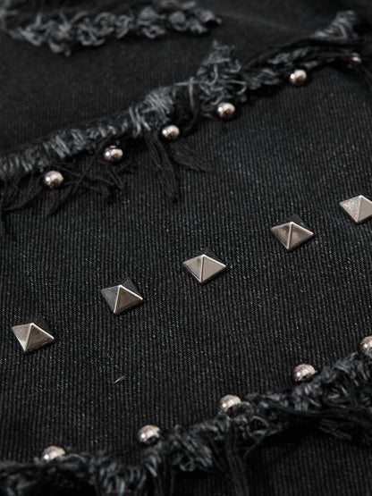 Studded Distressed Flared Jeans