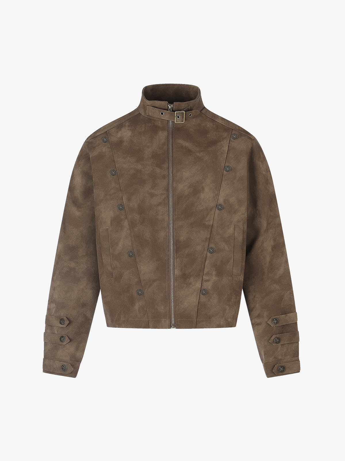 Suede Button Boxy Fit Jacket; Dark Brown / S, Dark Brown / M, Dark Brown / L, Dark Brown / XL
