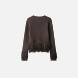 Perfect Fit Taseel Coffee O-Neck Collar Knitted Cardigan