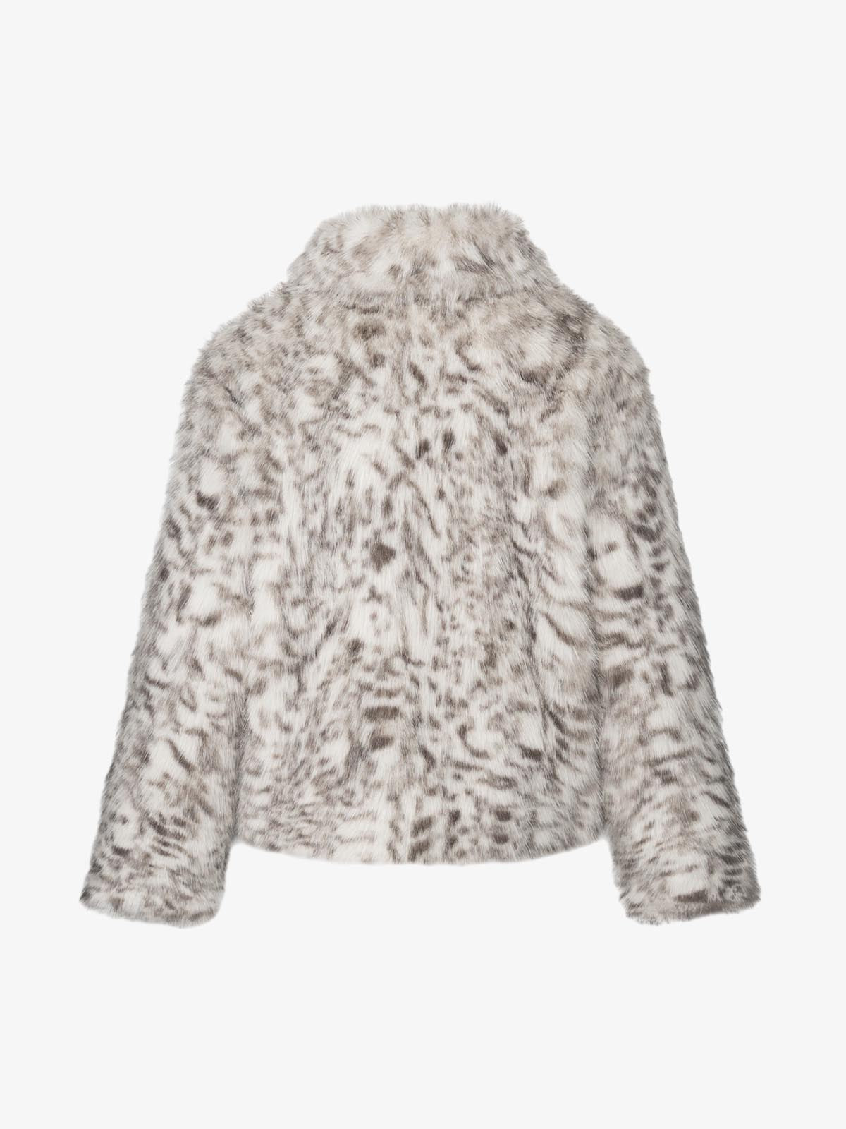 Leopard Faux-Fur Coat; Gray / S, Gray / M, Gray / L, Gray / XL