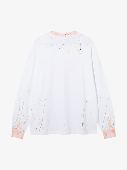 Splatter Paint Wax Graphic Crewneck Sweatshirt; White / M, White / L, White / XL