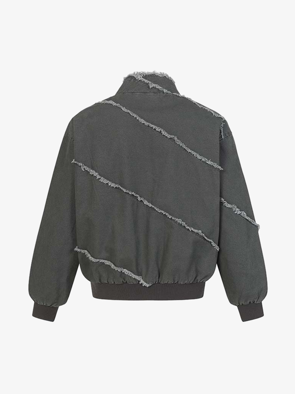 Deconstructed Patchwork Frayed Washed Jacket; Gray / S, Gray / M, Gray / L, Gray / XL