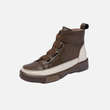 Leather Lace-up High-neck Shoes