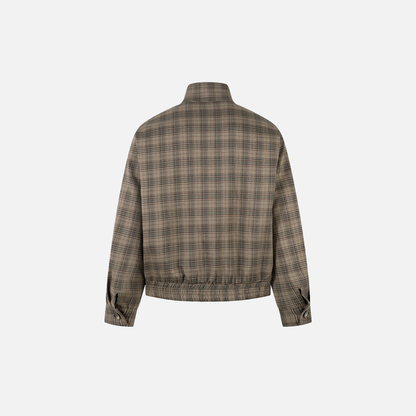 Vintage Plaid High Street High Neck Jacket