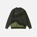 Trendy Loose Fit Ripped Crewneck Sweater
