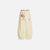 Cool Cartoon Embroidered Wide Leg Casual Pants