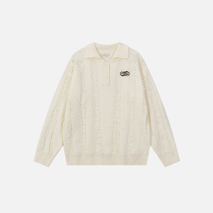 European Fringed Turtleneck Knitted Polo Sweater