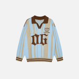Long-lasting Striped Long Sleeve Polo Sweater