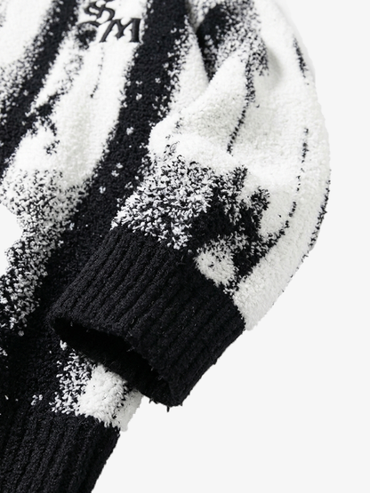 Abstract Portrait Graphic Jacquard Knit Sweater