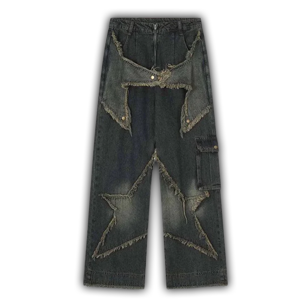 Patch Embroidered Straight-leg Jeans