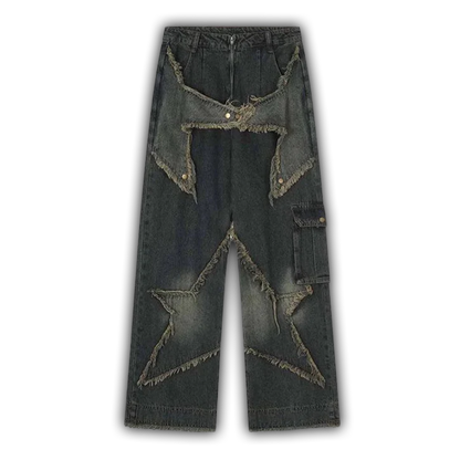 Patch Embroidered Straight-leg Jeans