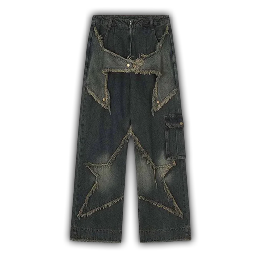 Patch Embroidered Straight-leg Jeans