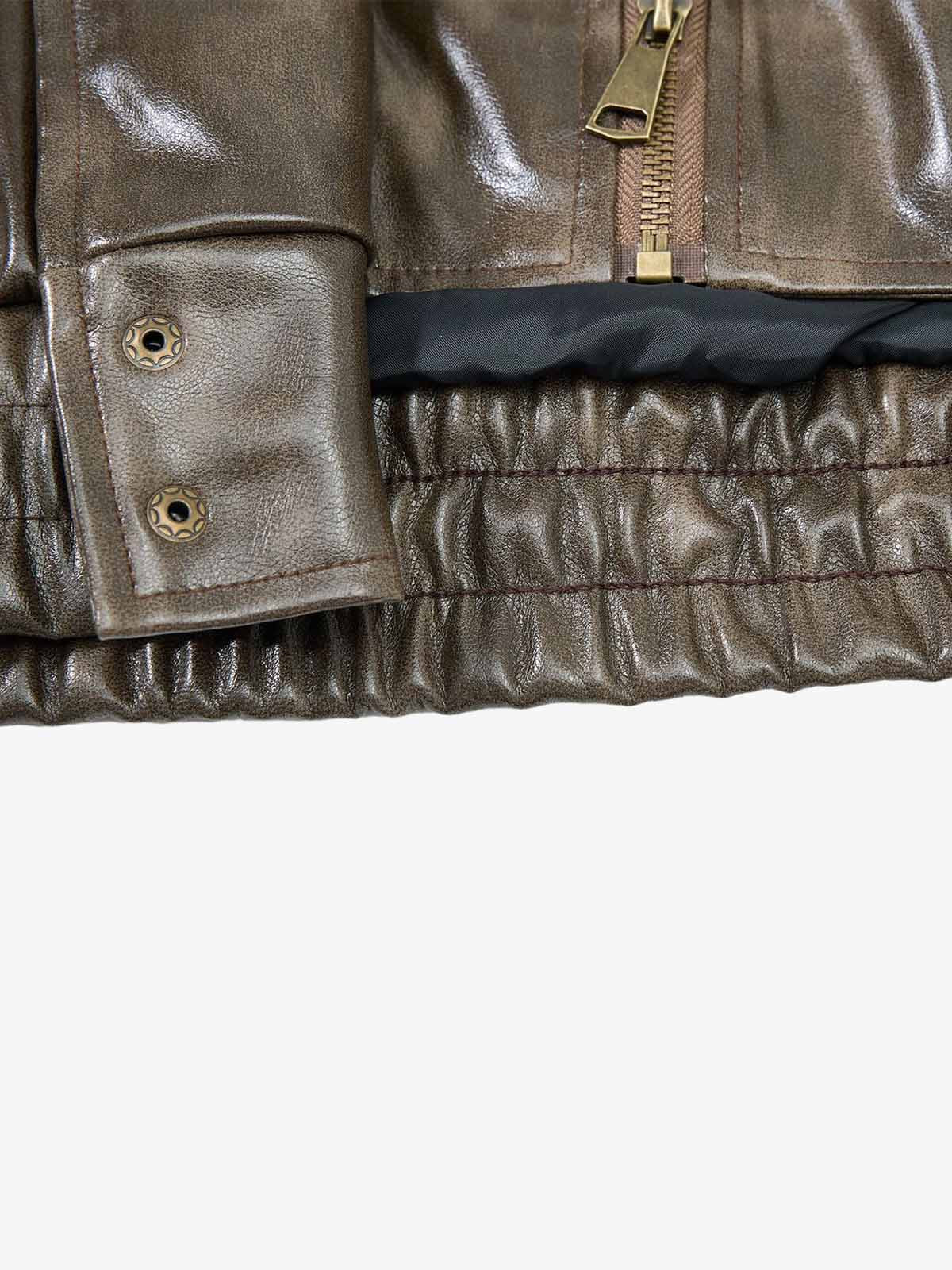 Structured Biker Leather Jacket; Coffee / S, Coffee / M, Coffee / L, Coffee / XL