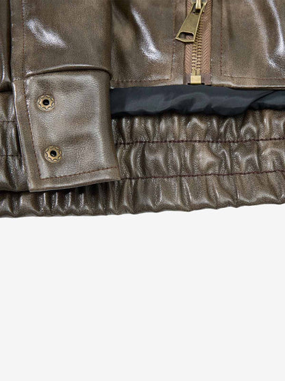 Structured Biker Leather Jacket; Coffee / S, Coffee / M, Coffee / L, Coffee / XL