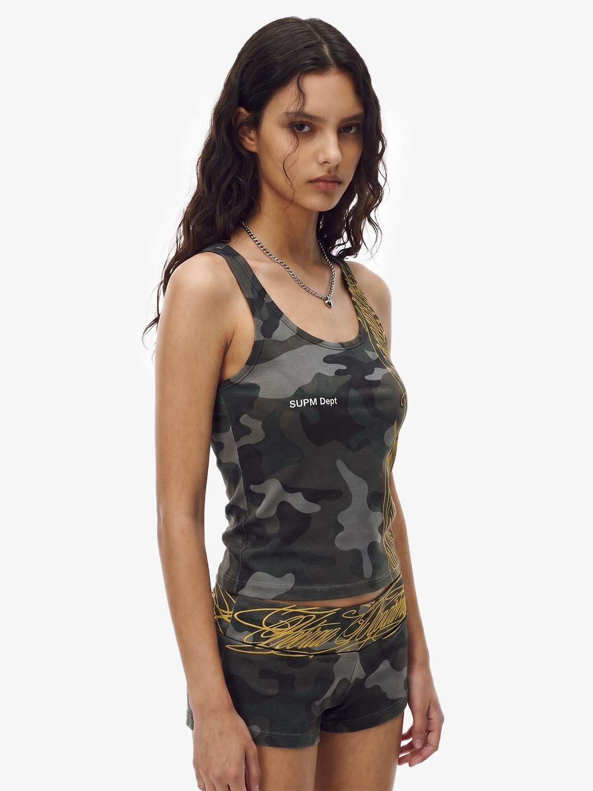 Y2K Camo Graffiti Tank Set; Yellow Camo / S, Yellow Camo / M, Yellow Camo / L